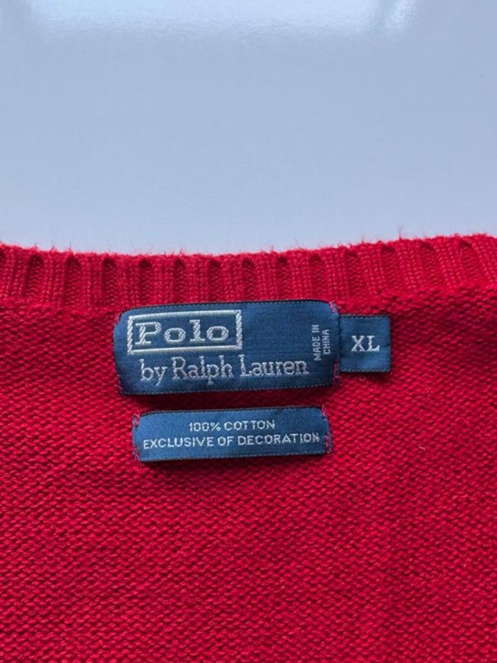 Polo Ralph Lauren Red Sweater XL, 100% Cotton - Picture 3 of 11
